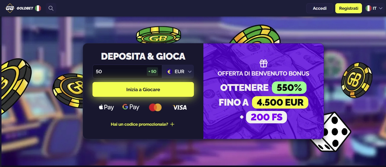Anteprima interfaccia Goldbet Casino